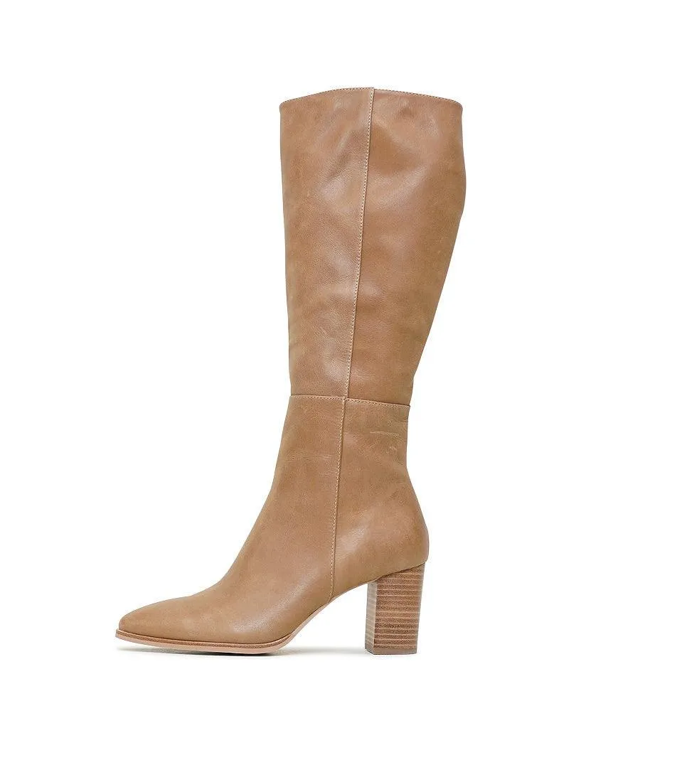 Allouta Tan Leather Knee High Boots