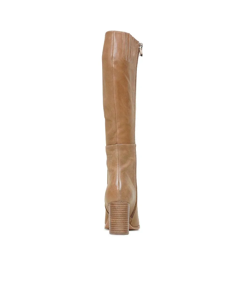 Allouta Tan Leather Knee High Boots