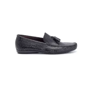 Black Men Detailed Leather Loafer