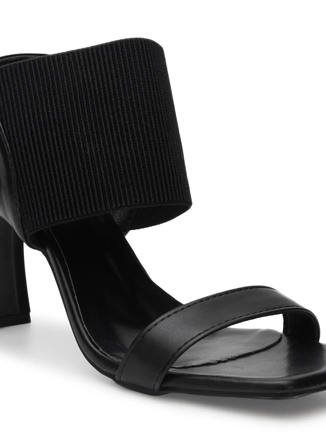 Black PU Block Stylish Sandals (TC-RS3699-BLK)