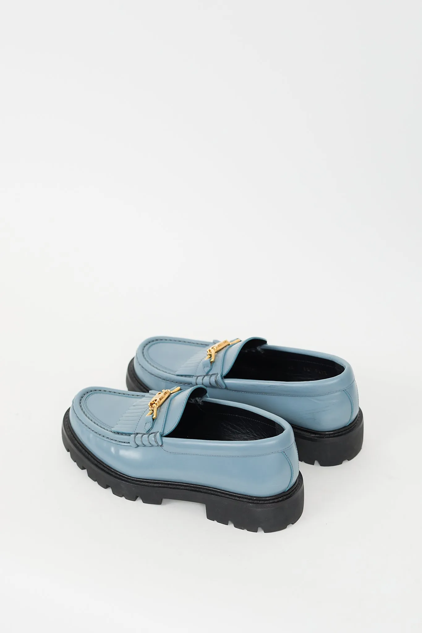 Blue Leather & Gold Triomphe Margaret Loafer