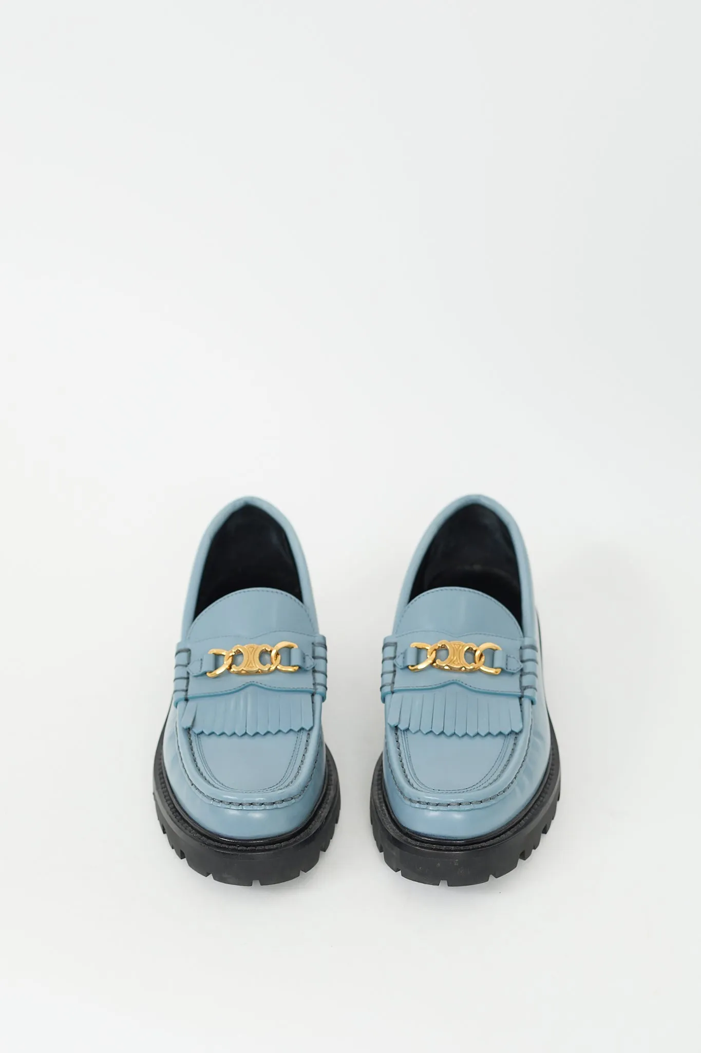 Blue Leather & Gold Triomphe Margaret Loafer