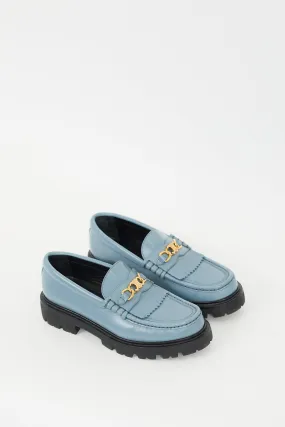 Blue Leather & Gold Triomphe Margaret Loafer