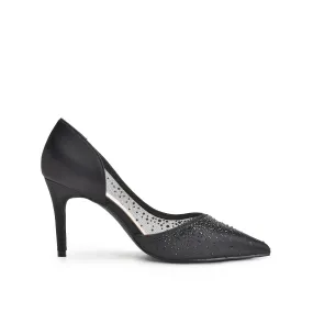 Elegant Black Rhinestone High Heel Pumps | 431N-C