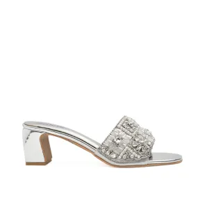 ﻿Elegant Silver Embellished Heels | 556H-S