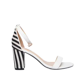 Elegant White and Black Block Heel Sandals | 273D-W