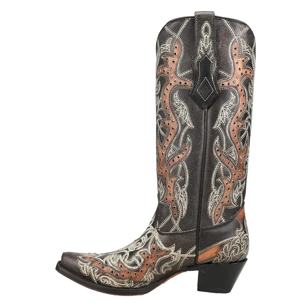 Embroidery & Crystals Snip Toe Cowboy Boots