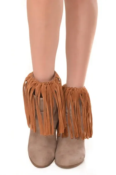 Faux Suede Fringe Boot Cuffs