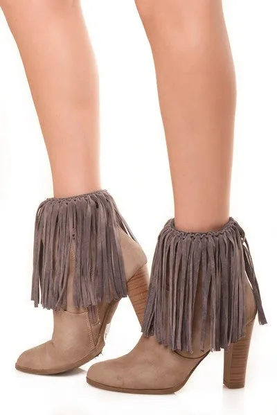 Faux Suede Fringe Boot Cuffs