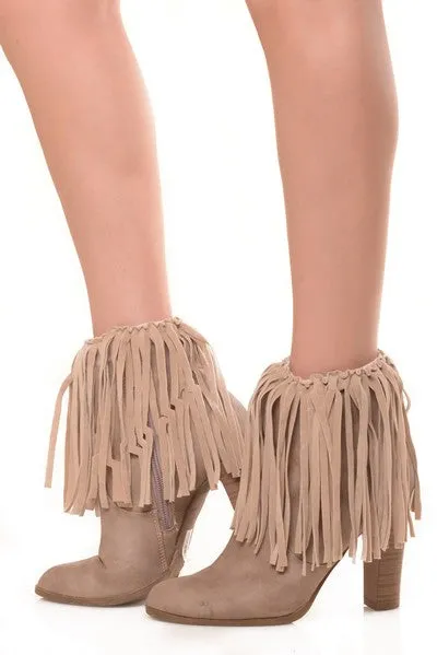 Faux Suede Fringe Boot Cuffs