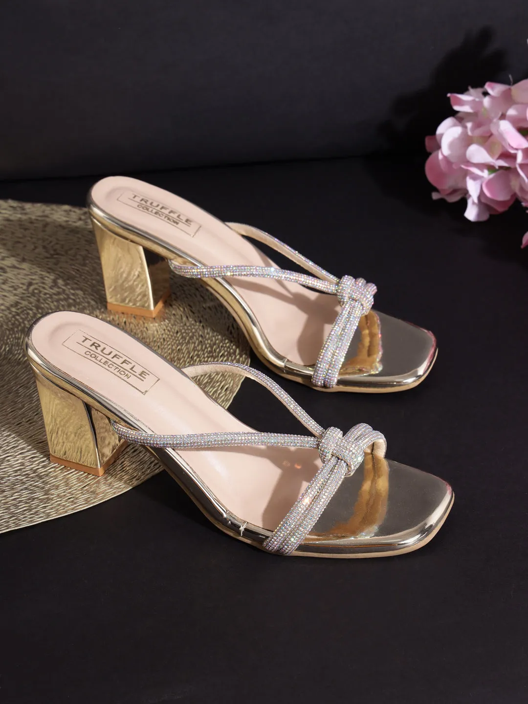 Gold Patent Block Sandals (TC-REN-N-1142-GLD)