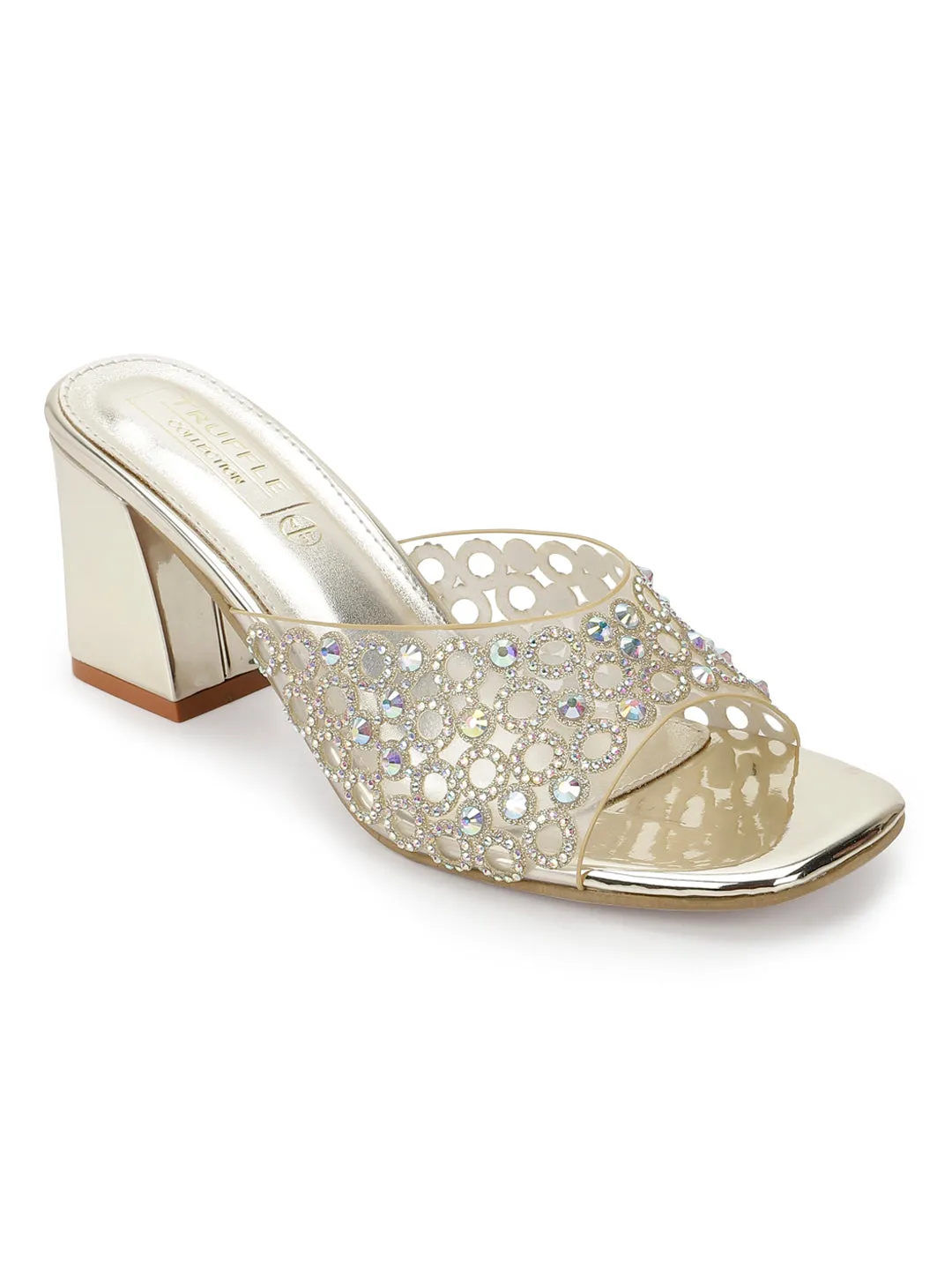 Gold PU Diamante Block Mules (TC-SLC-R5001-GLD)