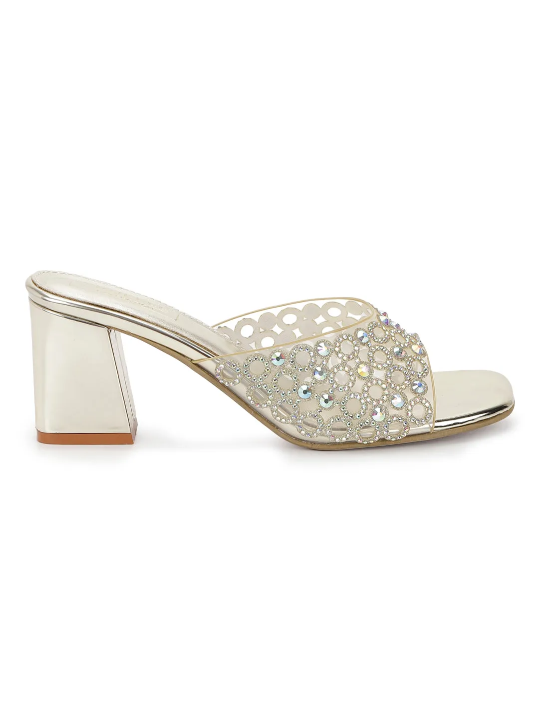 Gold PU Diamante Block Mules (TC-SLC-R5001-GLD)