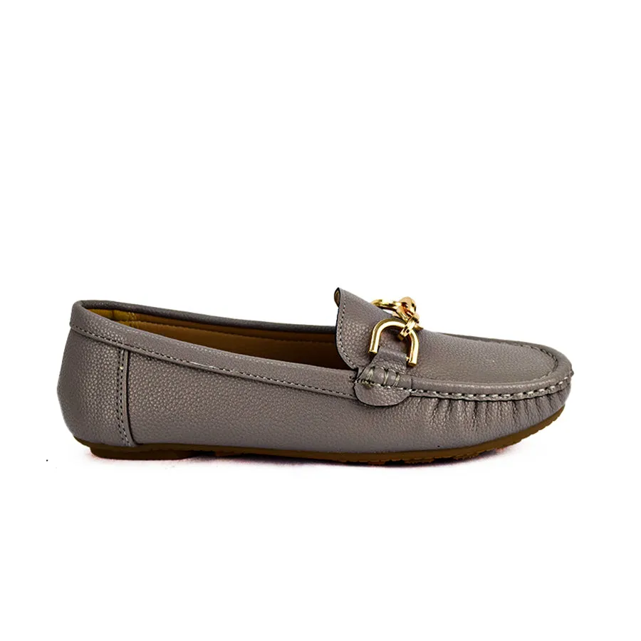 LX 25510 GRAY/DARK-BROWN LOAFERS FLATS