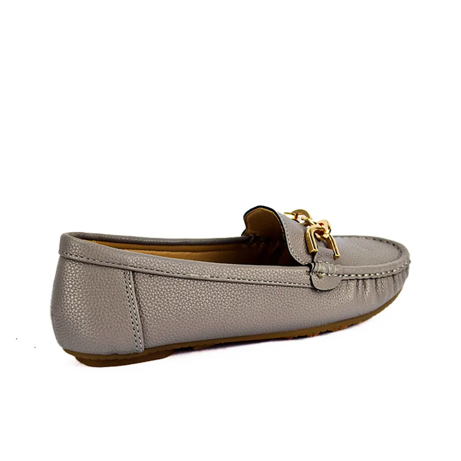 LX 25510 GRAY/DARK-BROWN LOAFERS FLATS