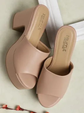 Nude PU Wide Strap High Block Heel Mules (TC-ST-1255-NUD)