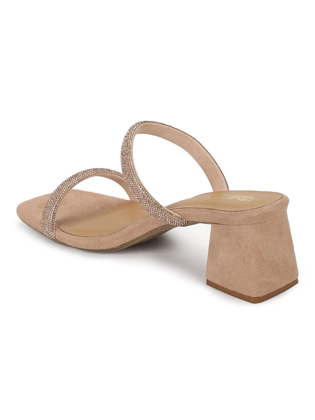 Nude Suede Diamante Block Heel Mules (TC-ST-1335-NUD)