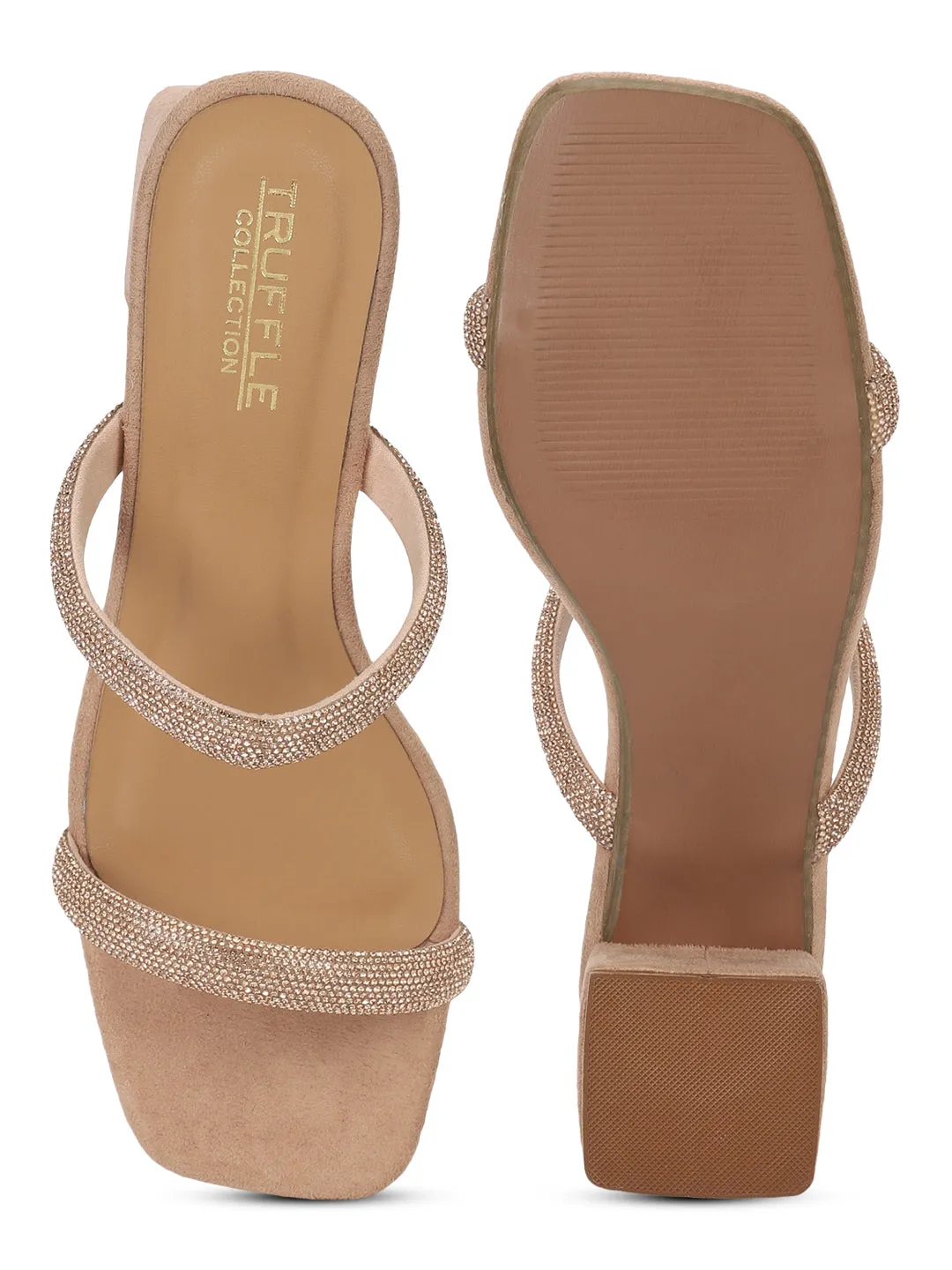 Nude Suede Diamante Block Heel Mules (TC-ST-1335-NUD)