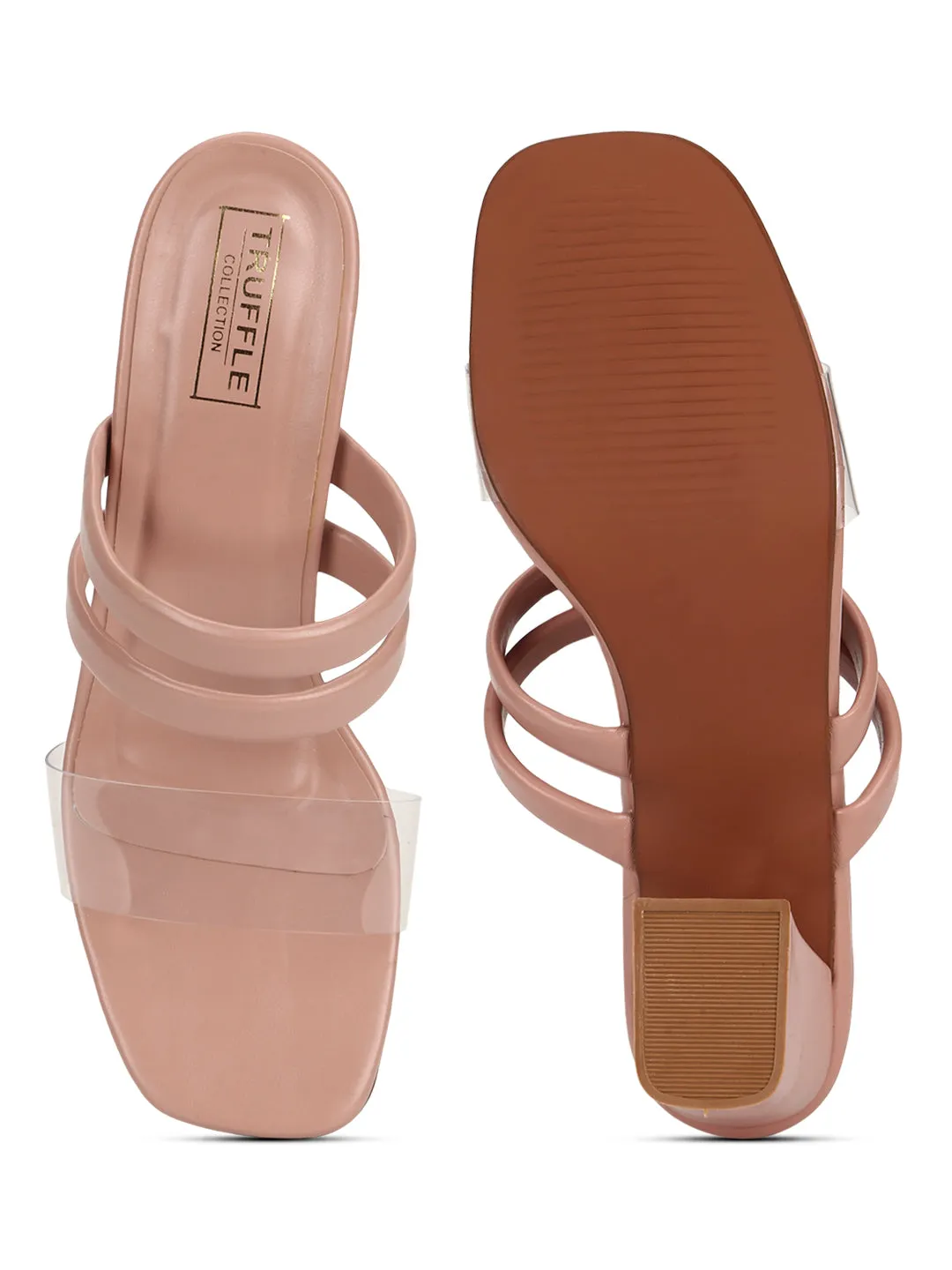 Pink PU Perspex Clear Block Heel Mules (TC-SLC-R-516-PNK)