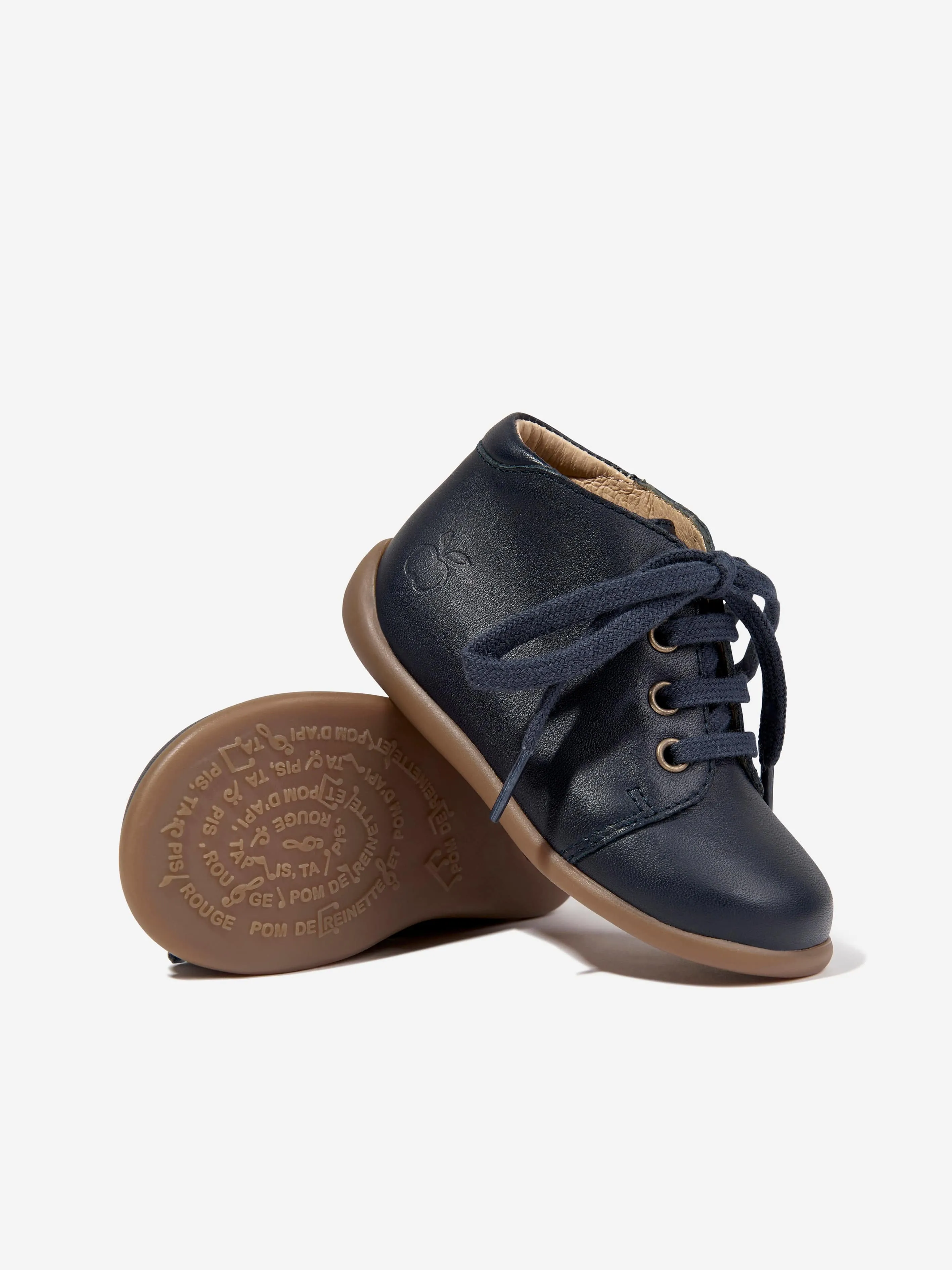 Pom D'Api Kids Leather Stand Up Boots in Navy