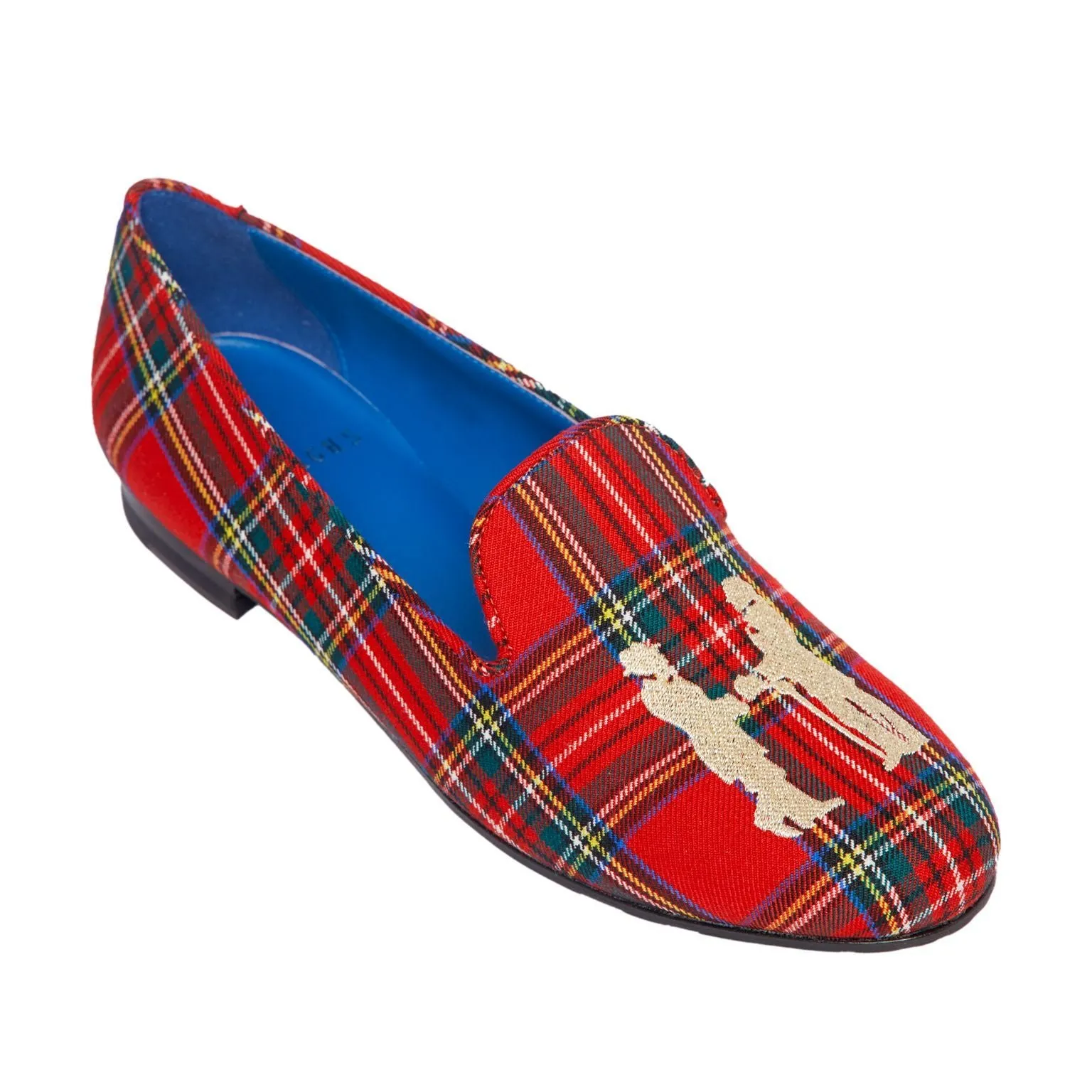 Slipper in Tartan with Gold Logo