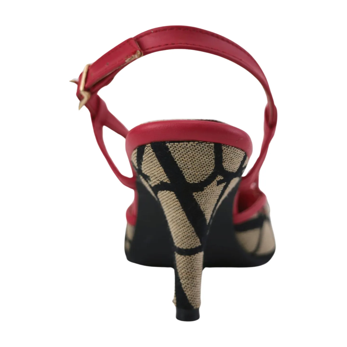 Stylish Red & Beige Vlogo Heels - Stylish and Sophisticated-1025