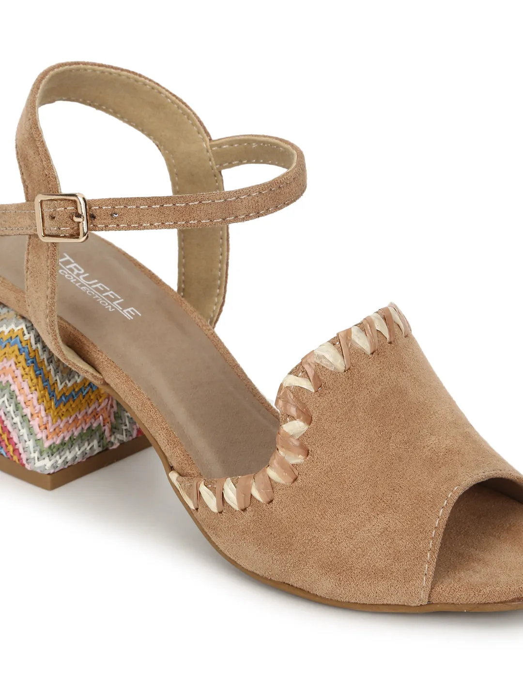 Tan Suede Block Sandals (TC-A3178-TAN)